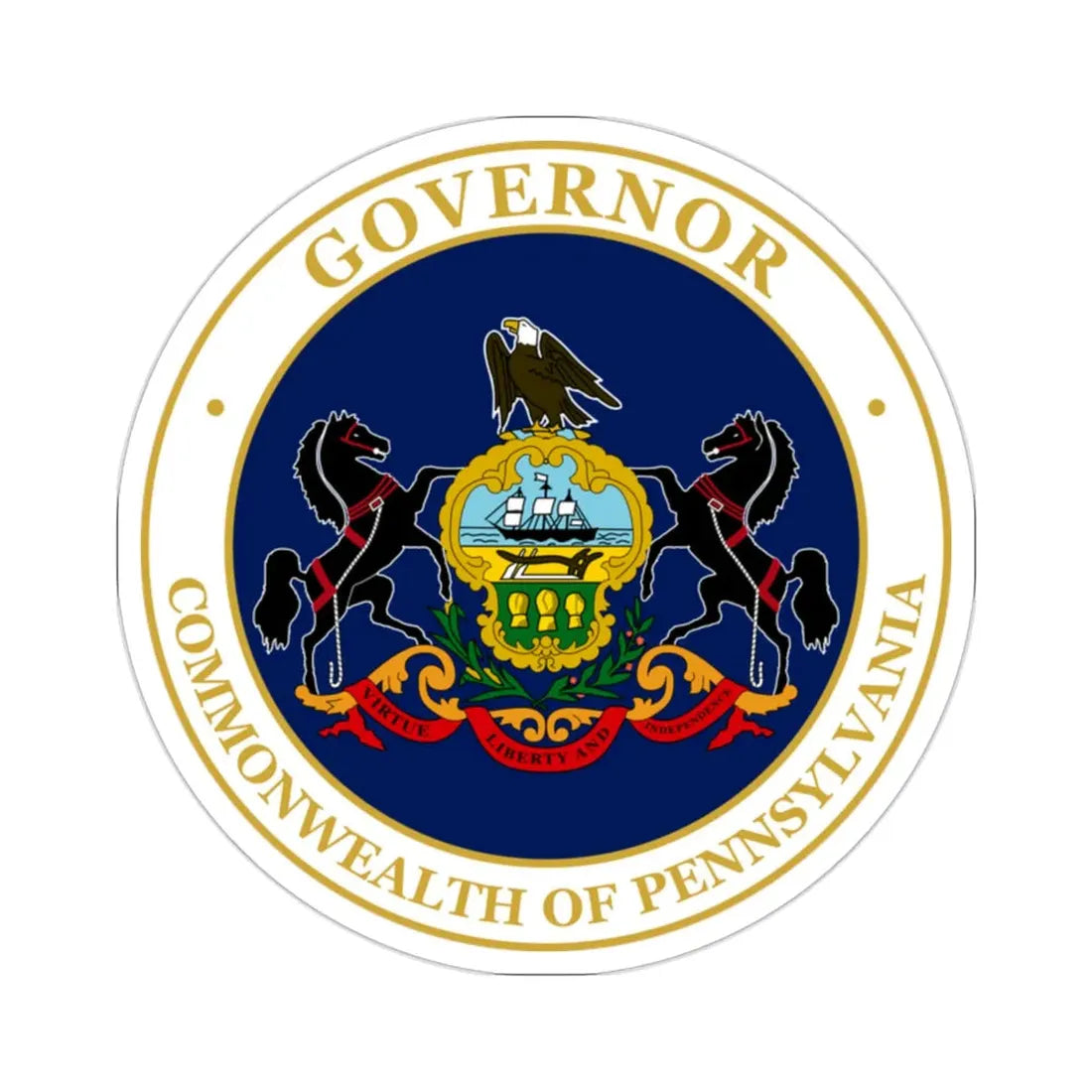 Seal of the Governor of Pennsylvania v2 STICKER Vinyl Die-Cut Decal 2 Inch - The Sticker Space