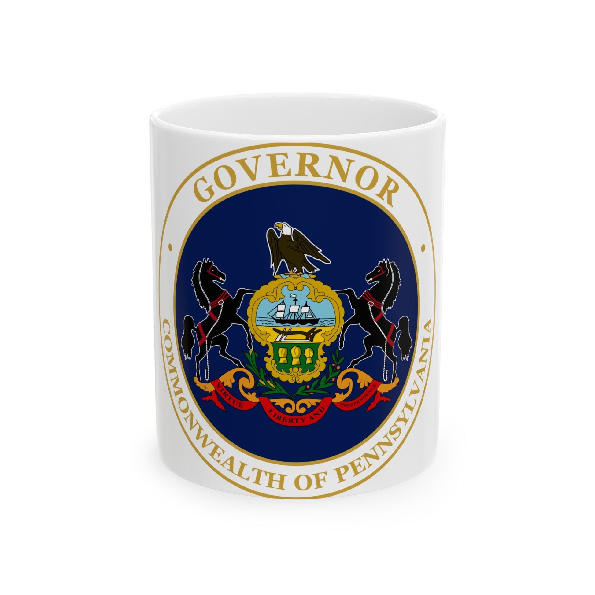 Seal of the Governor of Pennsylvania v2 - White Coffee Mug-11oz-The Sticker Space