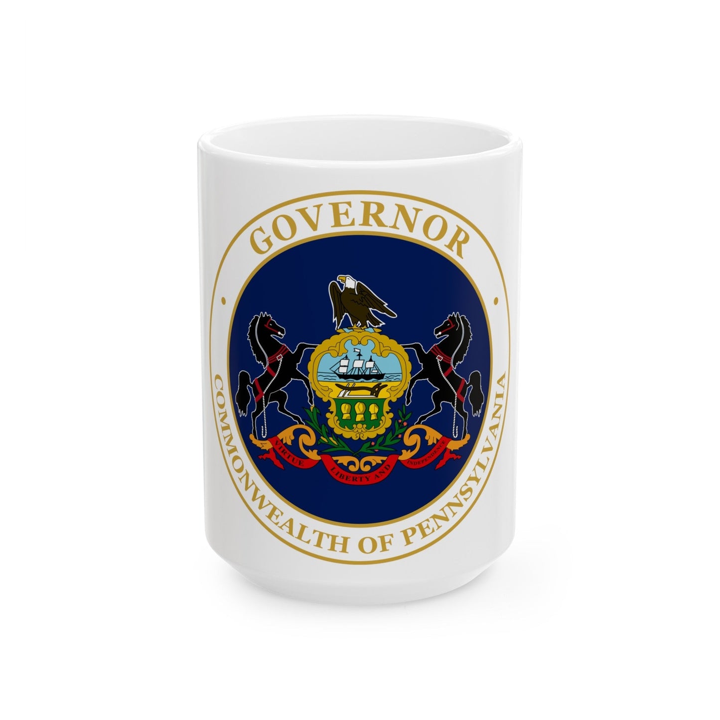 Seal of the Governor of Pennsylvania v2 - White Coffee Mug-15oz-The Sticker Space