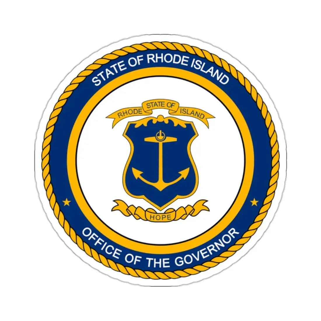 Seal of the Governor of Rhode sland - STICKER Vinyl Kiss-Cut Decal 2 Inch White - The Sticker Space