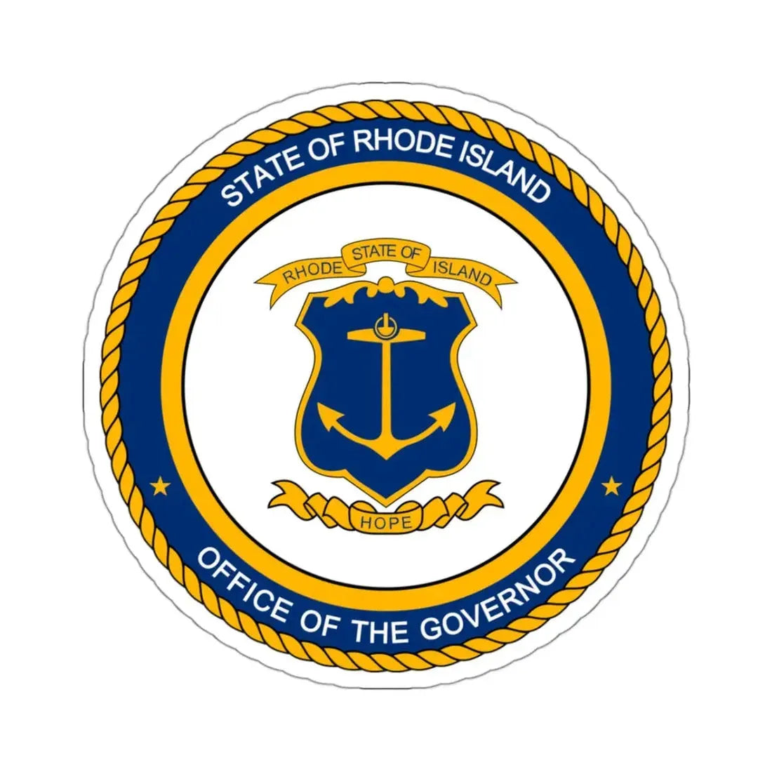 Seal of the Governor of Rhode sland - STICKER Vinyl Kiss-Cut Decal 3 Inch White - The Sticker Space