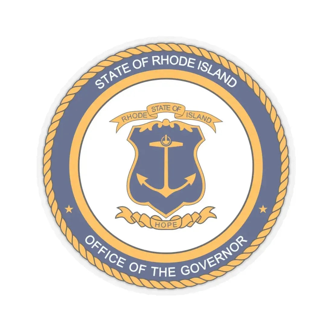 Seal of the Governor of Rhode sland - STICKER Vinyl Kiss-Cut Decal 4 Inch Transparent - The Sticker Space