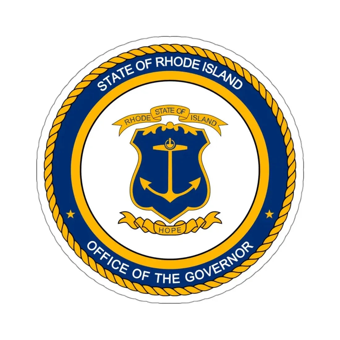 Seal of the Governor of Rhode sland - STICKER Vinyl Kiss-Cut Decal 4 Inch White - The Sticker Space