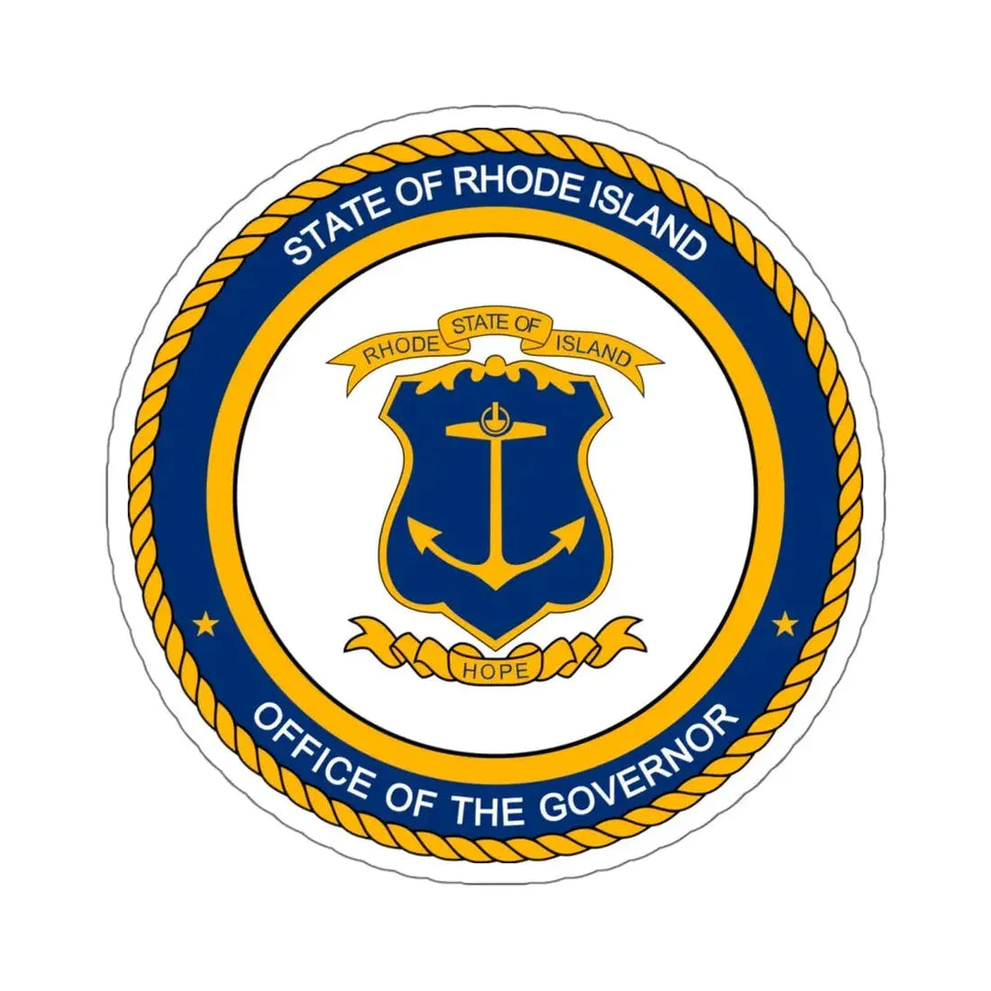 Seal of the Governor of Rhode sland - STICKER Vinyl Kiss-Cut Decal 6 Inch White - The Sticker Space