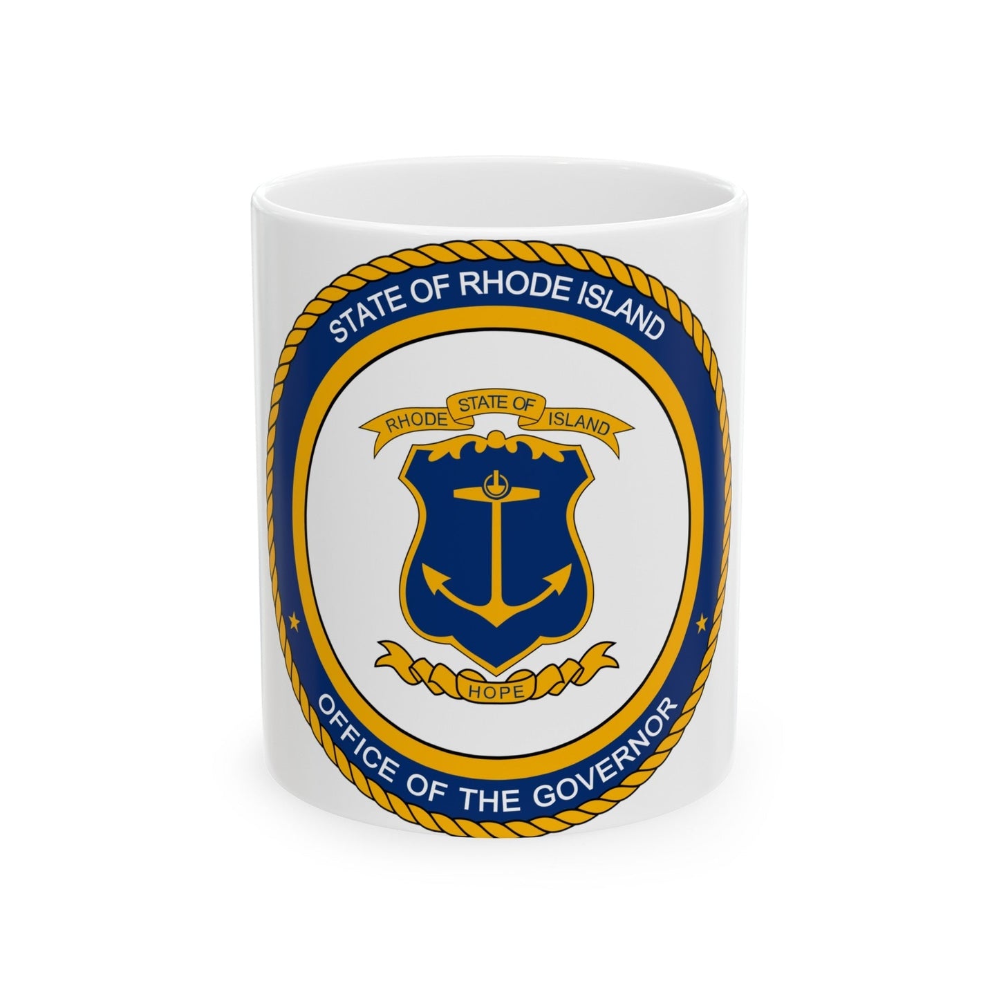 Seal of the Governor of Rhode sland - White Coffee Mug-11oz-The Sticker Space