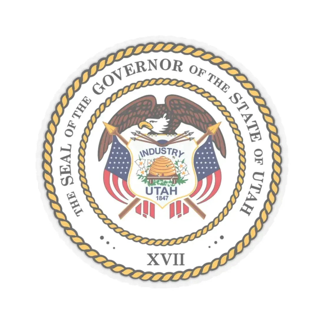 Seal of the Governor of Utah 2011 - STICKER Vinyl Kiss-Cut Decal 2 Inch Transparent - The Sticker Space