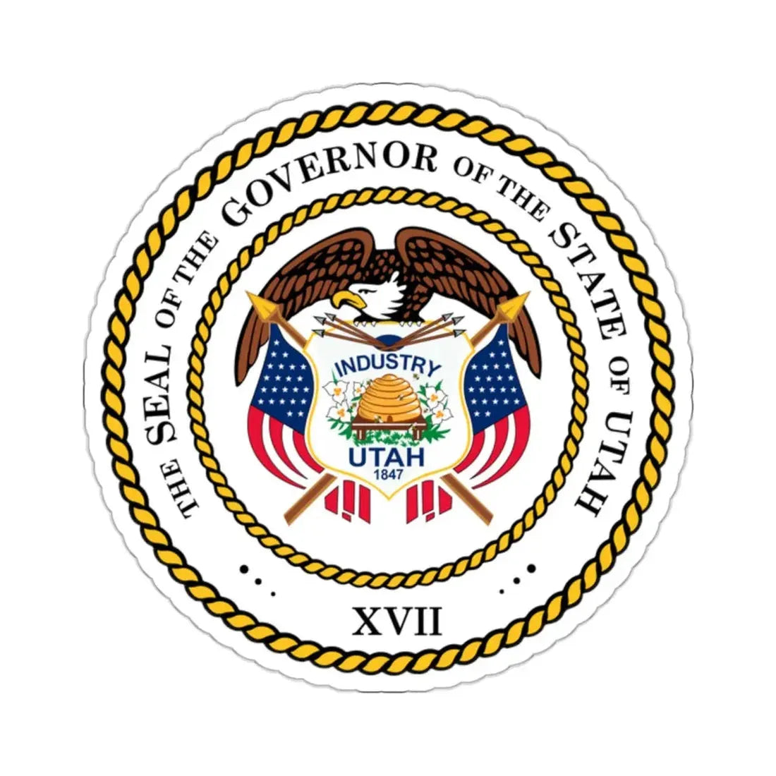 Seal of the Governor of Utah 2011 - STICKER Vinyl Kiss-Cut Decal 2 Inch White - The Sticker Space