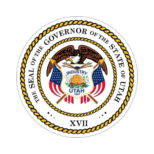 Seal of the Governor of Utah 2011 - STICKER Vinyl Kiss-Cut Decal 2 Inch White - The Sticker Space