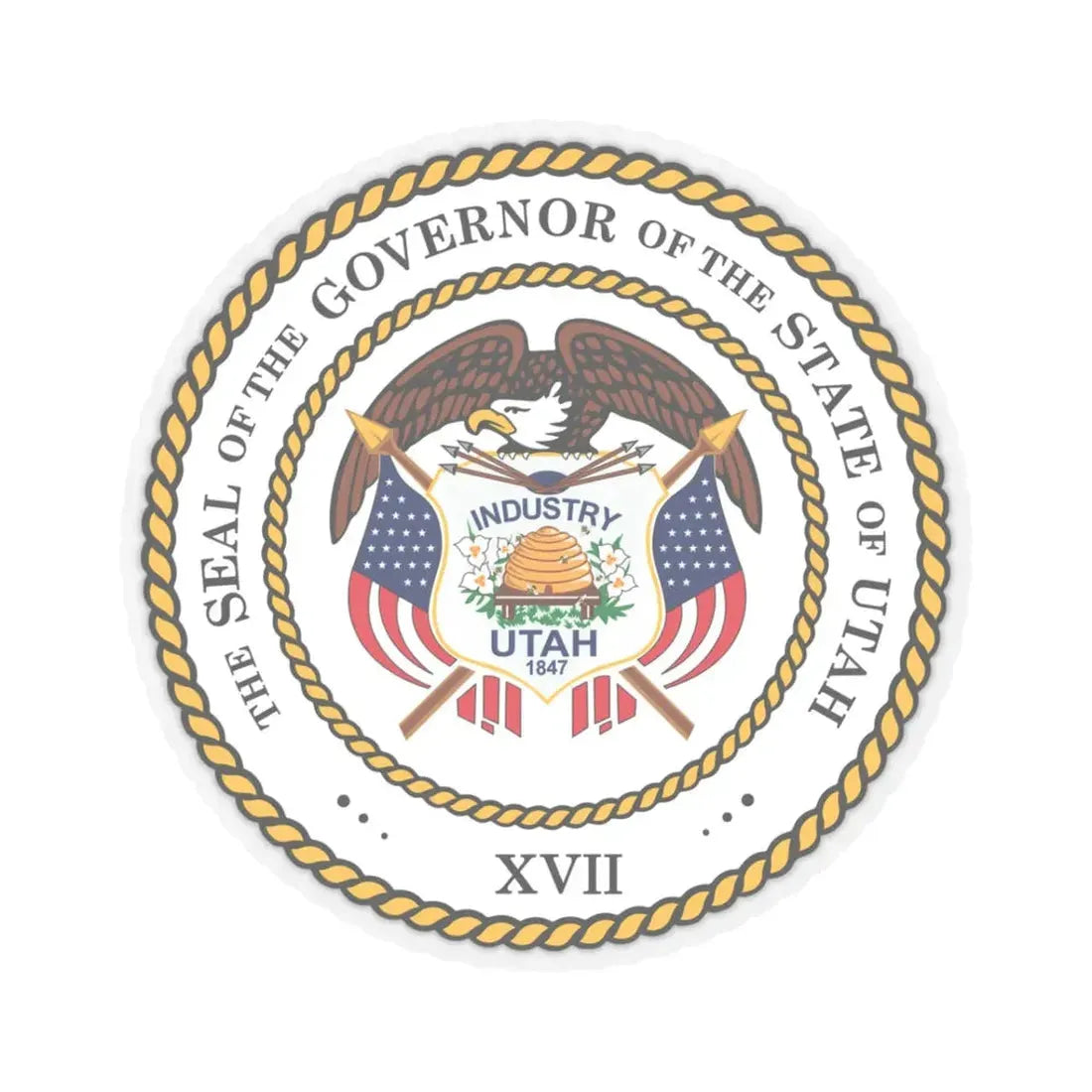 Seal of the Governor of Utah 2011 - STICKER Vinyl Kiss-Cut Decal 3 Inch Transparent - The Sticker Space