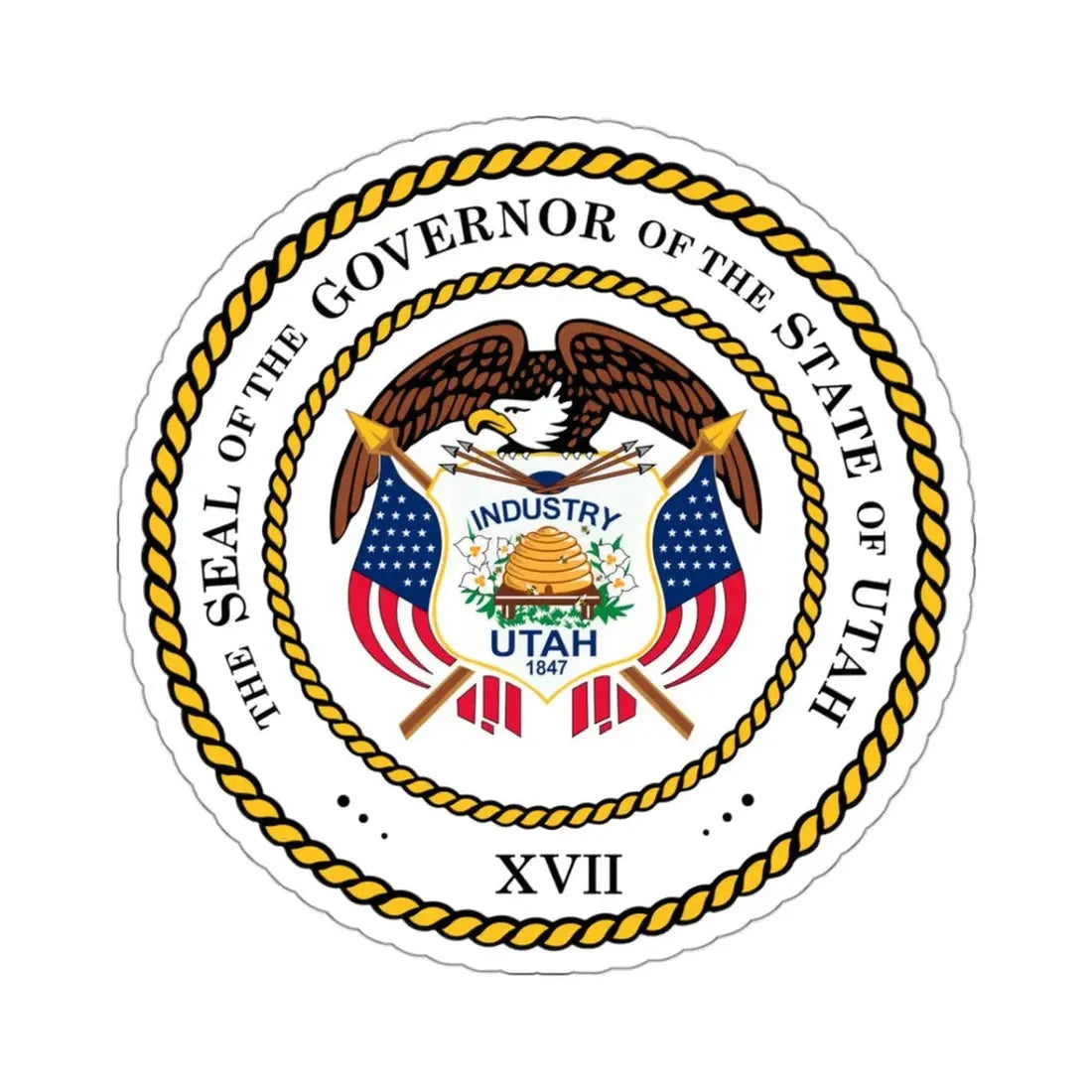 Seal of the Governor of Utah 2011 - STICKER Vinyl Kiss-Cut Decal 3 Inch White - The Sticker Space