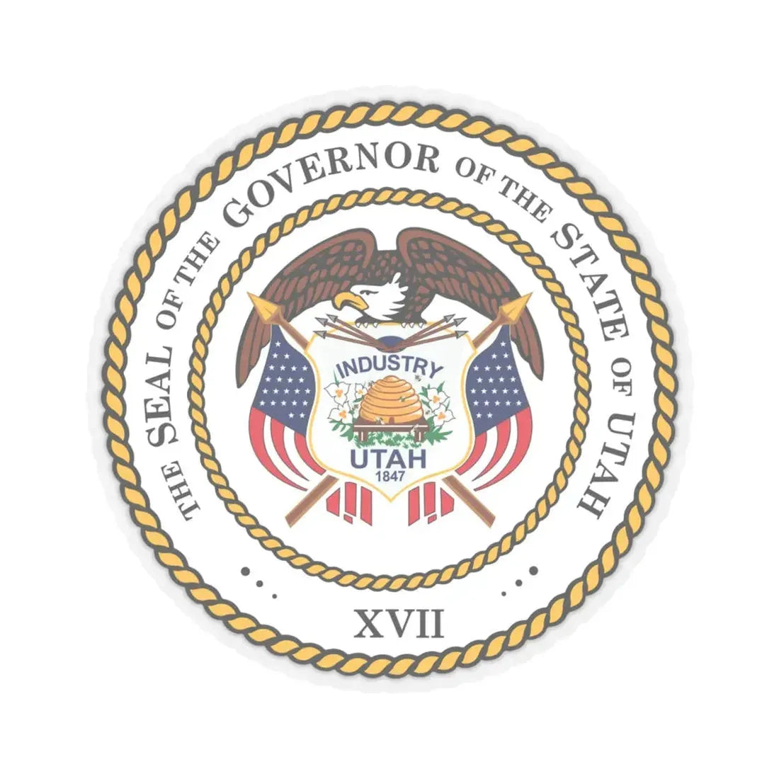 Seal of the Governor of Utah 2011 - STICKER Vinyl Kiss-Cut Decal 4 Inch Transparent - The Sticker Space