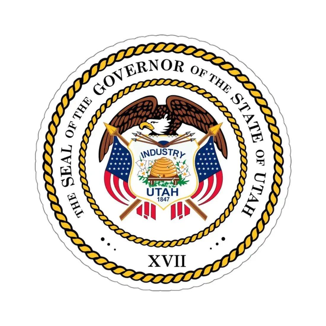Seal of the Governor of Utah 2011 - STICKER Vinyl Kiss-Cut Decal 4 Inch White - The Sticker Space