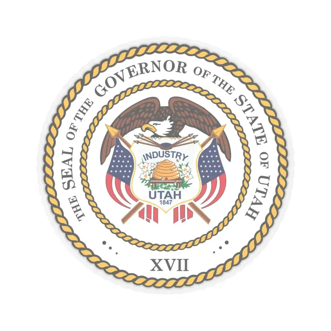 Seal of the Governor of Utah 2011 - STICKER Vinyl Kiss-Cut Decal 6 Inch Transparent - The Sticker Space