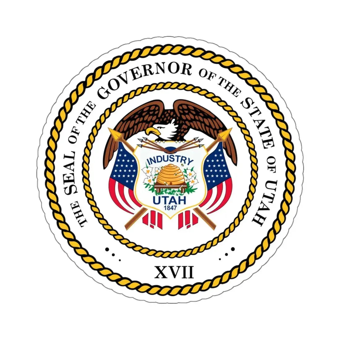 Seal of the Governor of Utah 2011 - STICKER Vinyl Kiss-Cut Decal 6 Inch White - The Sticker Space