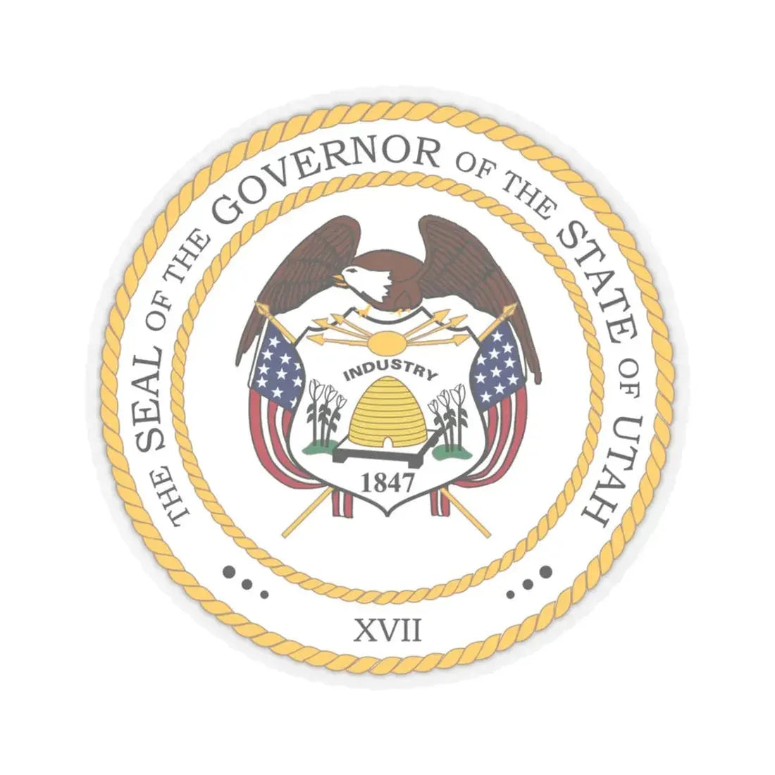 Seal of the Governor of Utah - STICKER Vinyl Kiss-Cut Decal 3 Inch Transparent - The Sticker Space