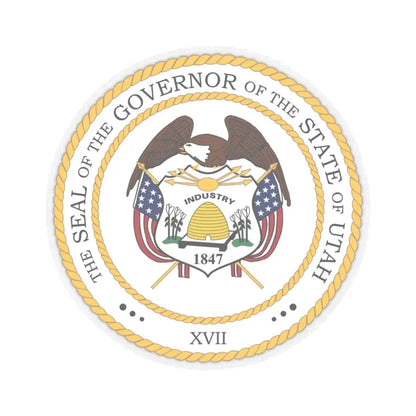 Seal of the Governor of Utah - STICKER Vinyl Kiss-Cut Decal 3 Inch Transparent - The Sticker Space