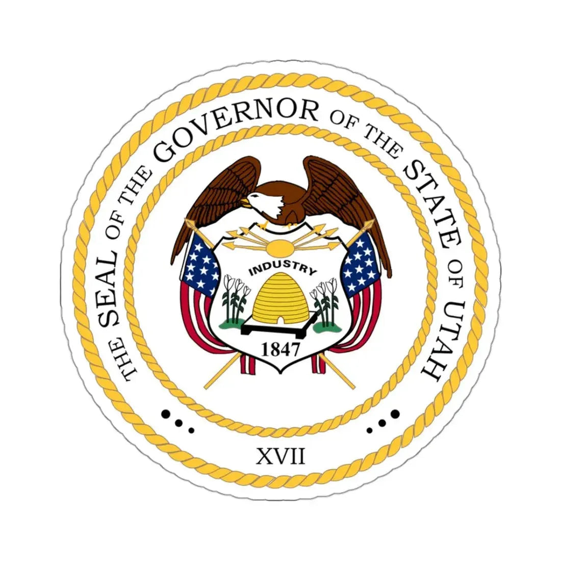 Seal of the Governor of Utah - STICKER Vinyl Kiss-Cut Decal 3 Inch White - The Sticker Space