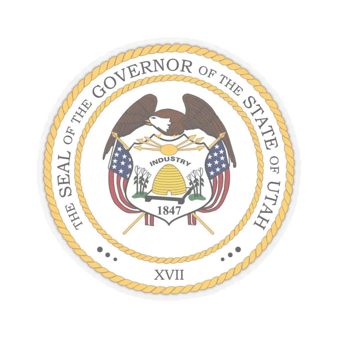 Seal of the Governor of Utah - STICKER Vinyl Kiss-Cut Decal 4 Inch Transparent - The Sticker Space