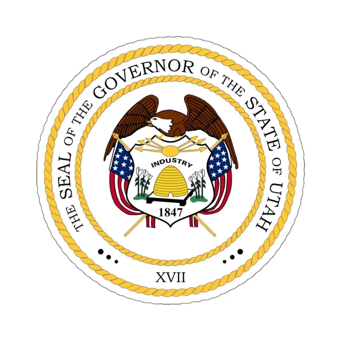 Seal of the Governor of Utah - STICKER Vinyl Kiss-Cut Decal 4 Inch White - The Sticker Space