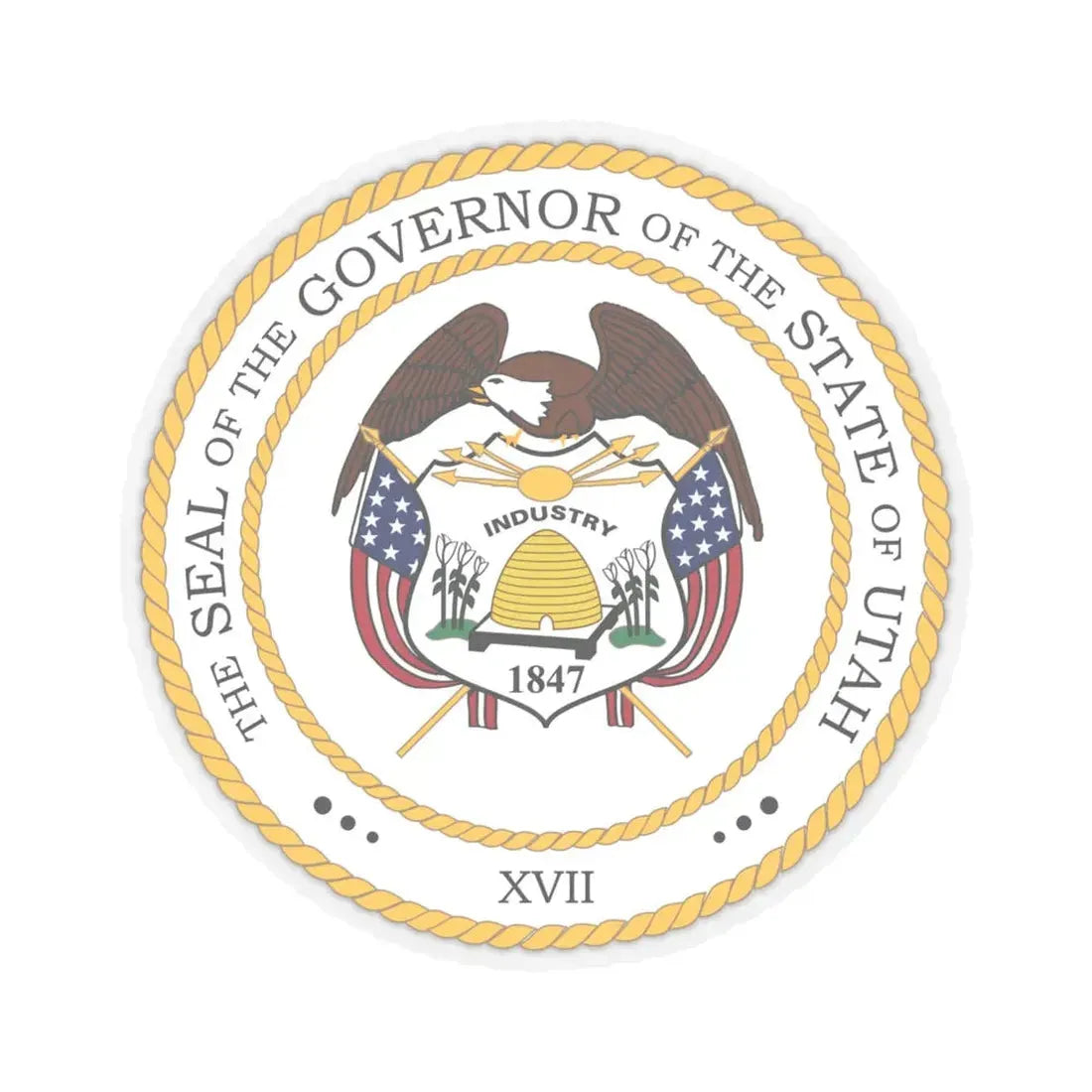 Seal of the Governor of Utah - STICKER Vinyl Kiss-Cut Decal 6 Inch Transparent - The Sticker Space