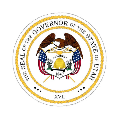 Seal of the Governor of Utah - STICKER Vinyl Kiss-Cut Decal 6 Inch White - The Sticker Space
