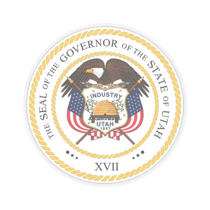Seal of the Governor of Utah v2 - STICKER Vinyl Kiss-Cut Decal 2 Inch Transparent - The Sticker Space