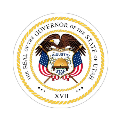 Seal of the Governor of Utah v2 - STICKER Vinyl Kiss-Cut Decal 2 Inch White - The Sticker Space