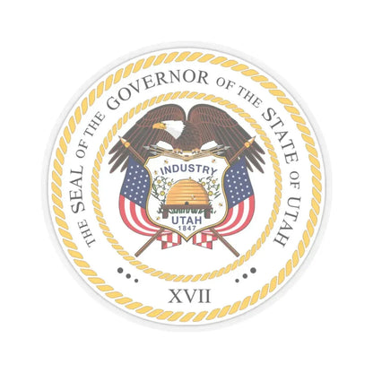Seal of the Governor of Utah v2 - STICKER Vinyl Kiss-Cut Decal 3 Inch Transparent - The Sticker Space