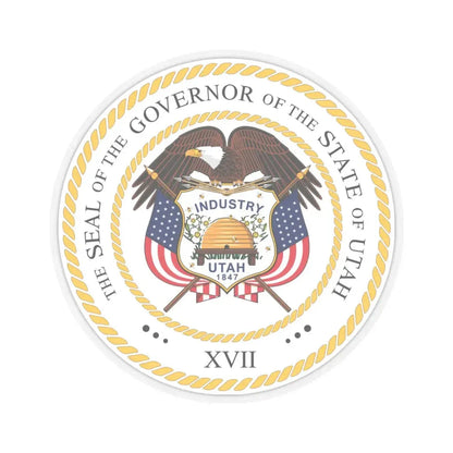 Seal of the Governor of Utah v2 - STICKER Vinyl Kiss-Cut Decal 4 Inch Transparent - The Sticker Space
