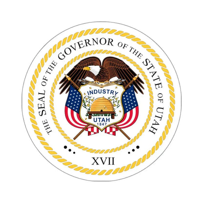 Seal of the Governor of Utah v2 - STICKER Vinyl Kiss-Cut Decal 4 Inch White - The Sticker Space