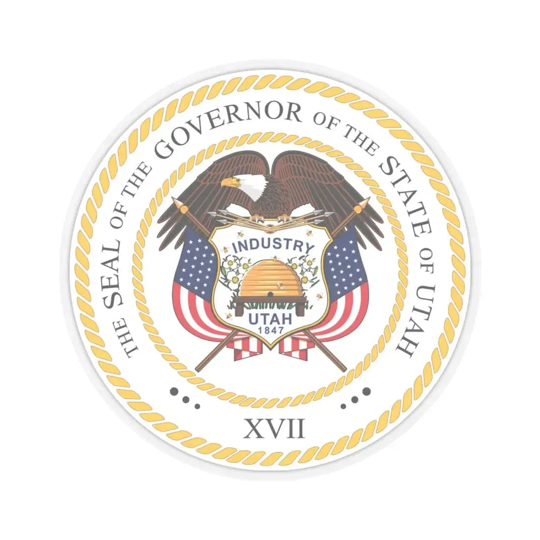 Seal of the Governor of Utah v2 - STICKER Vinyl Kiss-Cut Decal 6 Inch Transparent - The Sticker Space