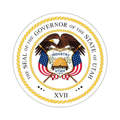 Seal of the Governor of Utah v2 - STICKER Vinyl Kiss-Cut Decal 6 Inch White - The Sticker Space