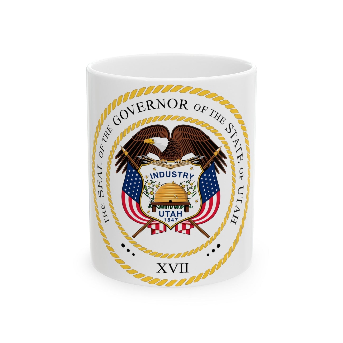 Seal of the Governor of Utah v2 - White Coffee Mug-11oz-The Sticker Space