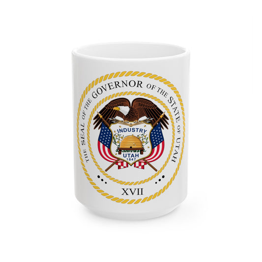 Seal of the Governor of Utah v2 - White Coffee Mug-15oz-The Sticker Space