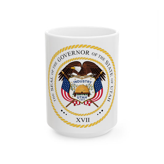 Seal of the Governor of Utah v2 - White Coffee Mug-15oz-The Sticker Space