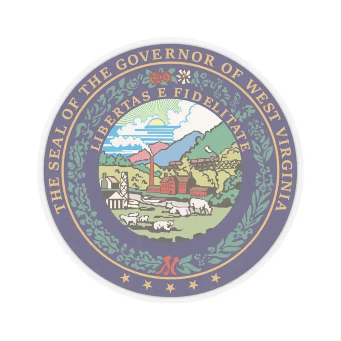 Seal of the Governor of West Virginia - STICKER Vinyl Kiss-Cut Decal 2 Inch Transparent - The Sticker Space