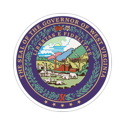 Seal of the Governor of West Virginia - STICKER Vinyl Kiss-Cut Decal 2 Inch White - The Sticker Space