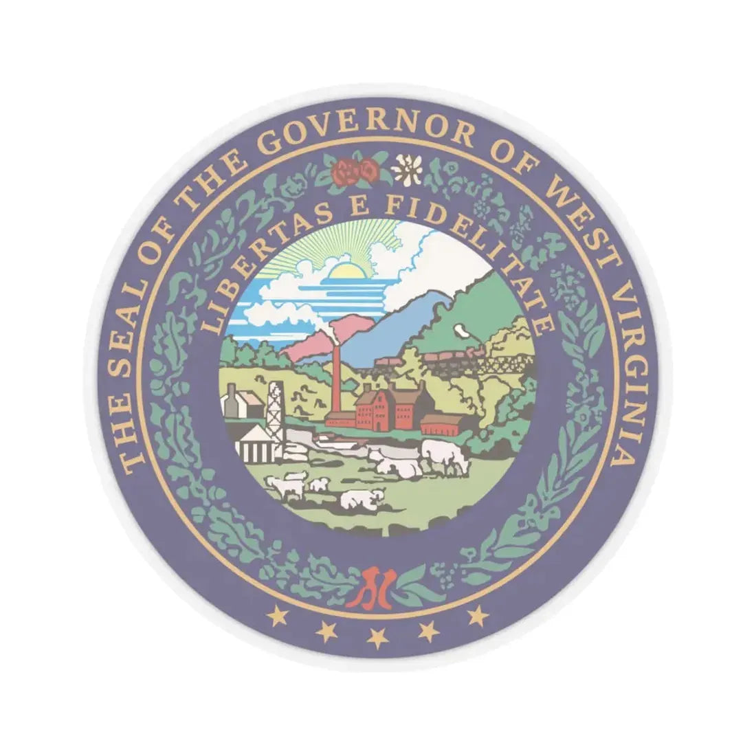 Seal of the Governor of West Virginia - STICKER Vinyl Kiss-Cut Decal 3 Inch Transparent - The Sticker Space