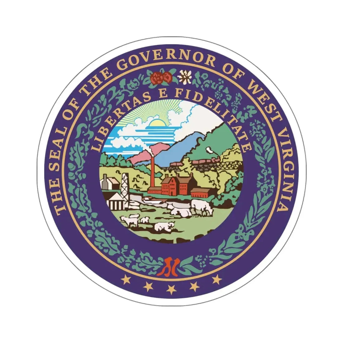 Seal of the Governor of West Virginia - STICKER Vinyl Kiss-Cut Decal 6 Inch White - The Sticker Space