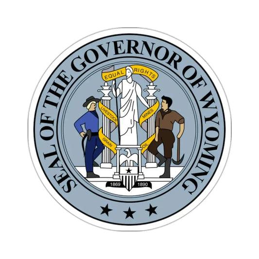 Seal of the Governor of Wyoming - STICKER Vinyl Kiss-Cut Decal 2 Inch White - The Sticker Space