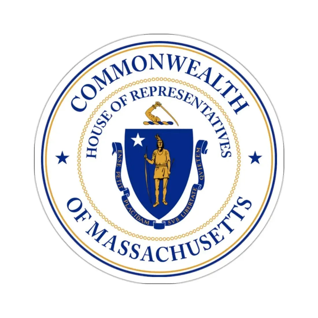 Seal of the House of Representatives of Massachusetts - STICKER Vinyl Kiss-Cut Decal 2 Inch White - The Sticker Space