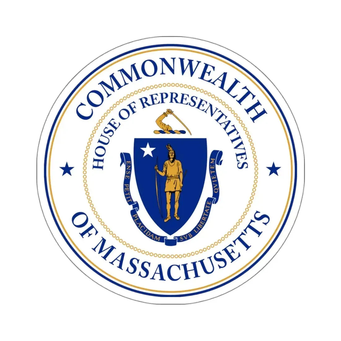 Seal of the House of Representatives of Massachusetts - STICKER Vinyl Kiss-Cut Decal 4 Inch White - The Sticker Space