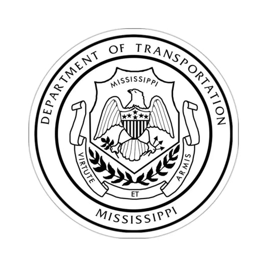 Seal of the Mississippi Department of Transportation - STICKER Vinyl Kiss-Cut Decal 2 Inch White - The Sticker Space