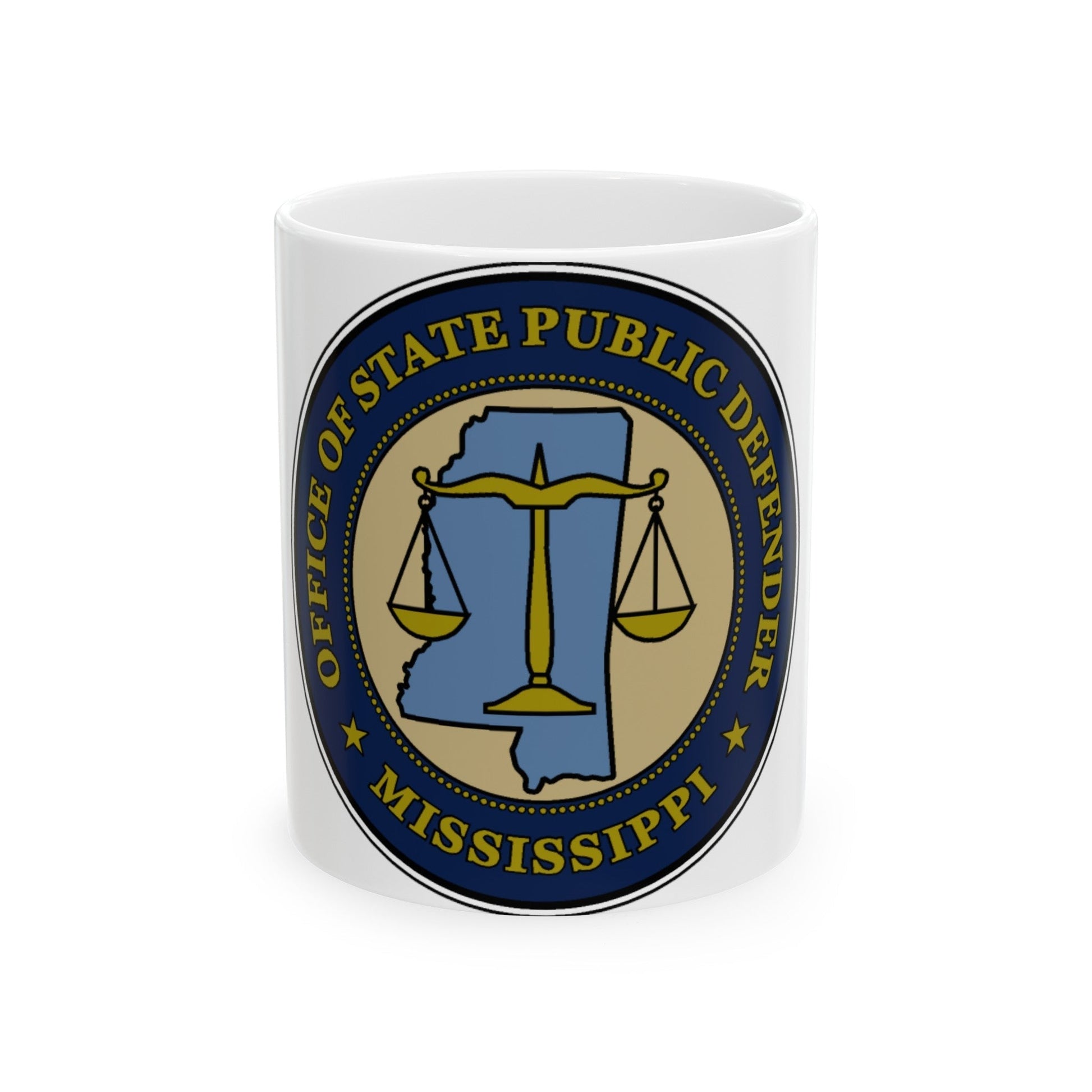 Seal of the Mississippi Office of State Public Defender - White Coffee Mug-11oz-The Sticker Space