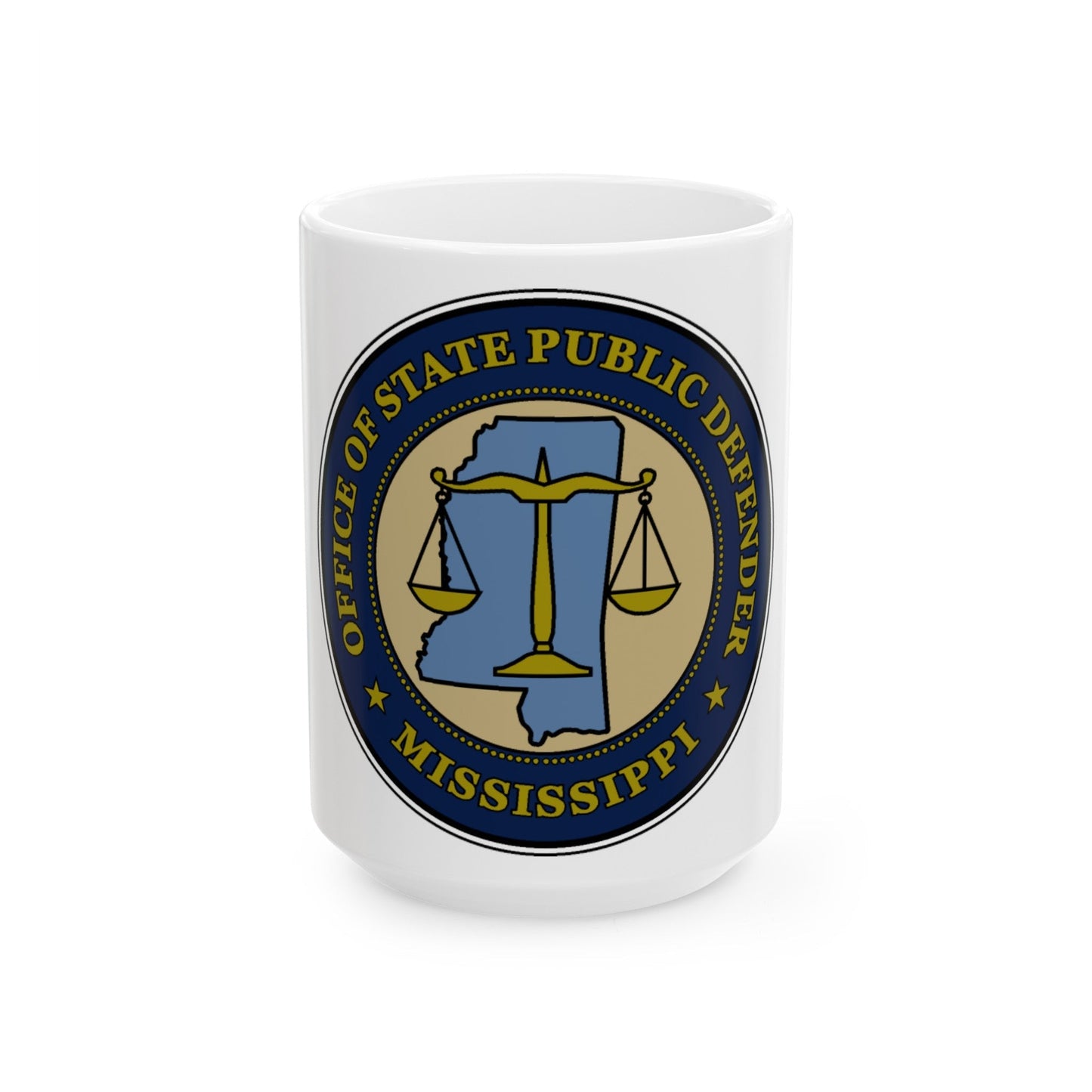 Seal of the Mississippi Office of State Public Defender - White Coffee Mug-15oz-The Sticker Space