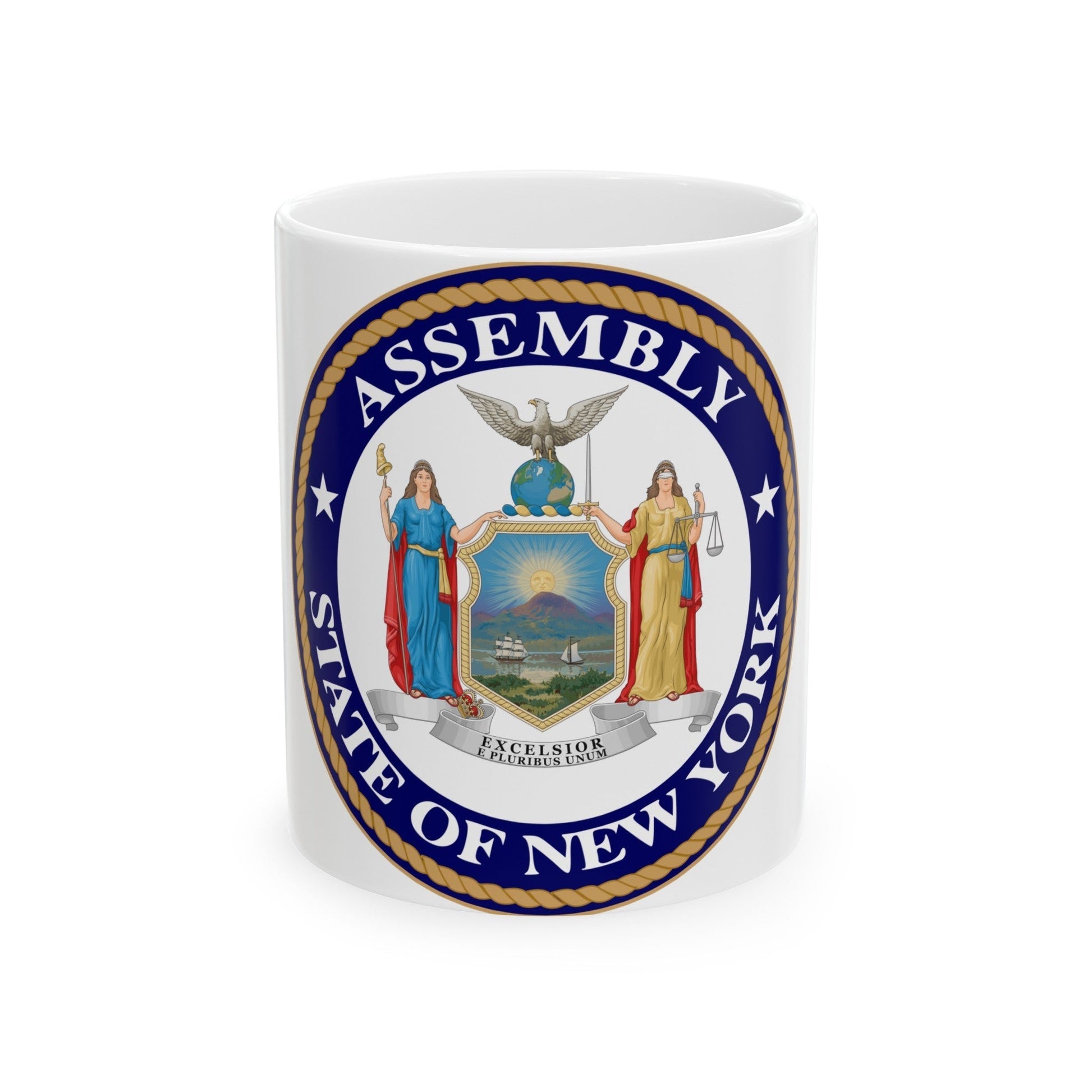 Seal of the New York State Assembly - White Coffee Mug-11oz-The Sticker Space