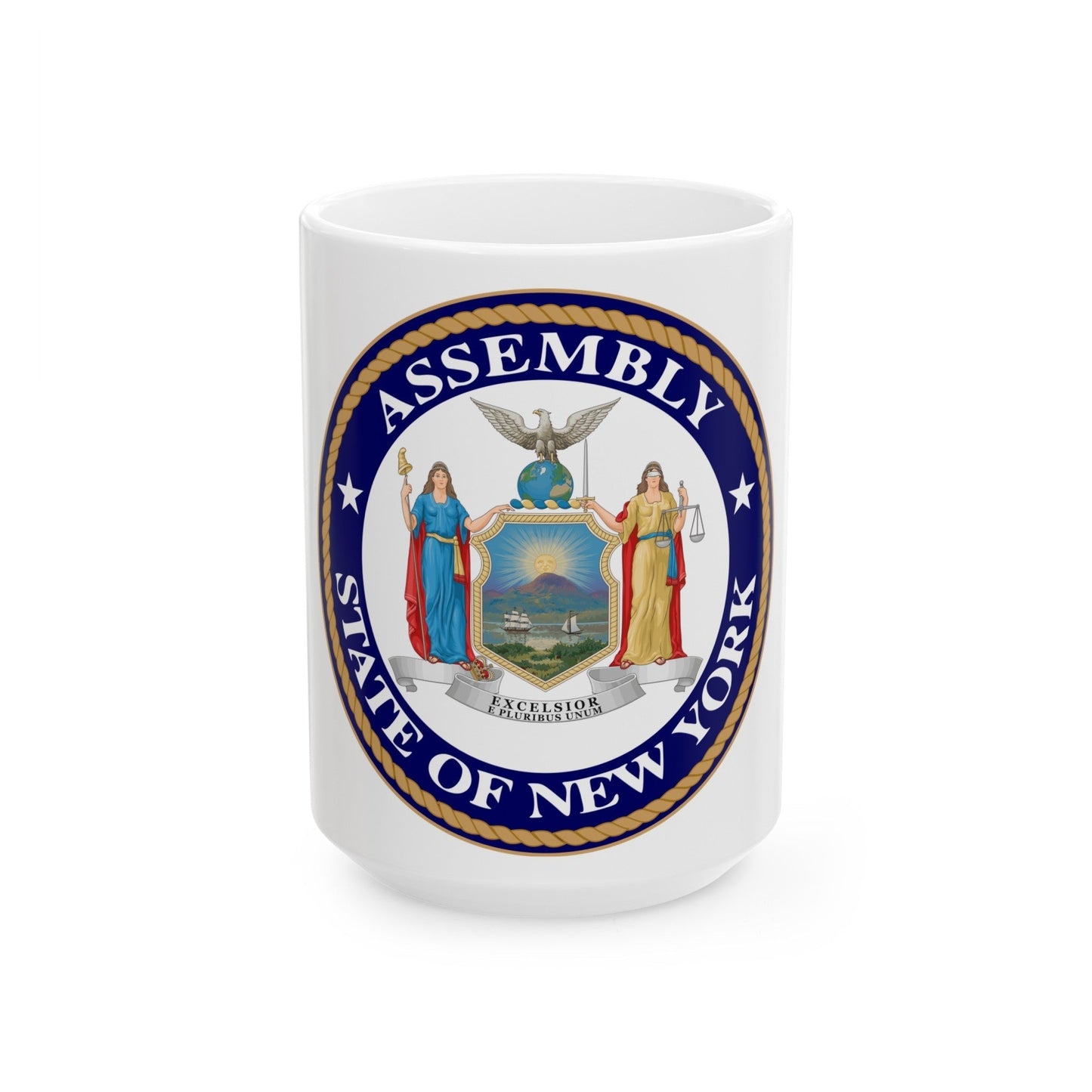 Seal of the New York State Assembly - White Coffee Mug-15oz-The Sticker Space