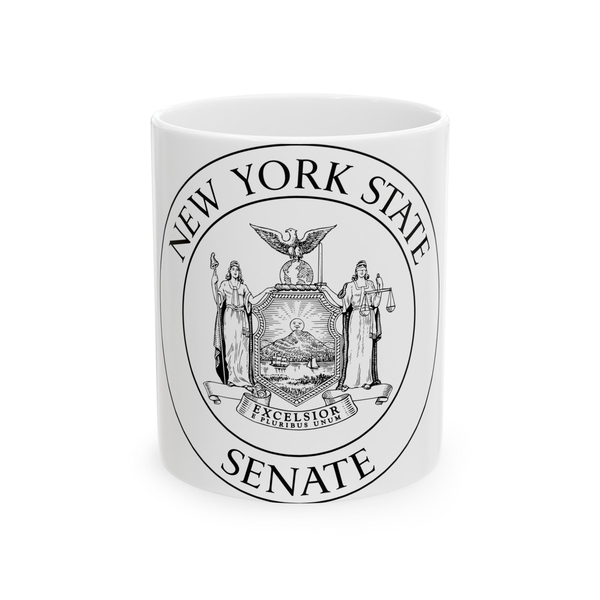 Seal of the New York State Senate - White Coffee Mug-11oz-The Sticker Space