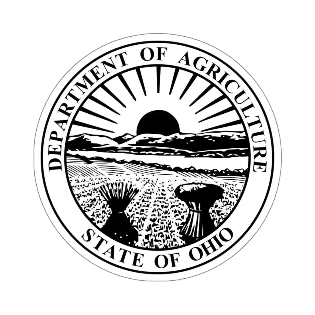 Seal of the Ohio Department of Agriculture - STICKER Vinyl Kiss-Cut Decal 4 Inch White - The Sticker Space