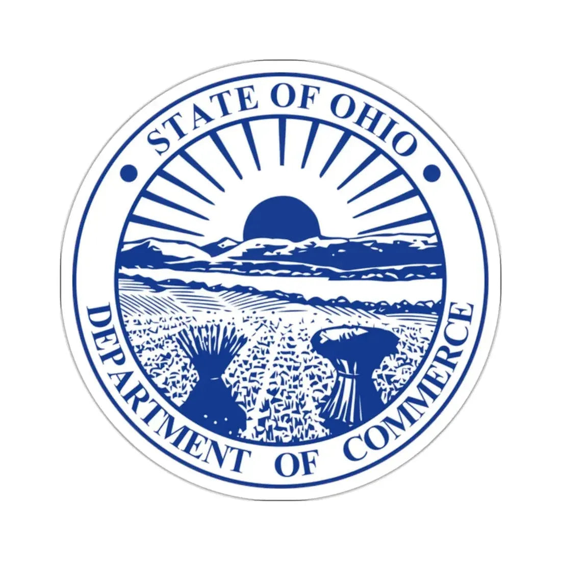 Seal of the Ohio Department of Commerce - STICKER Vinyl Kiss-Cut Decal 2 Inch White - The Sticker Space